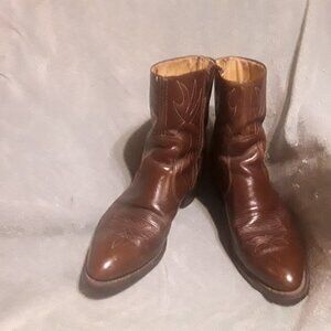 Mens Side Zipper Cowboy Boots Leather Long Haul  12 M